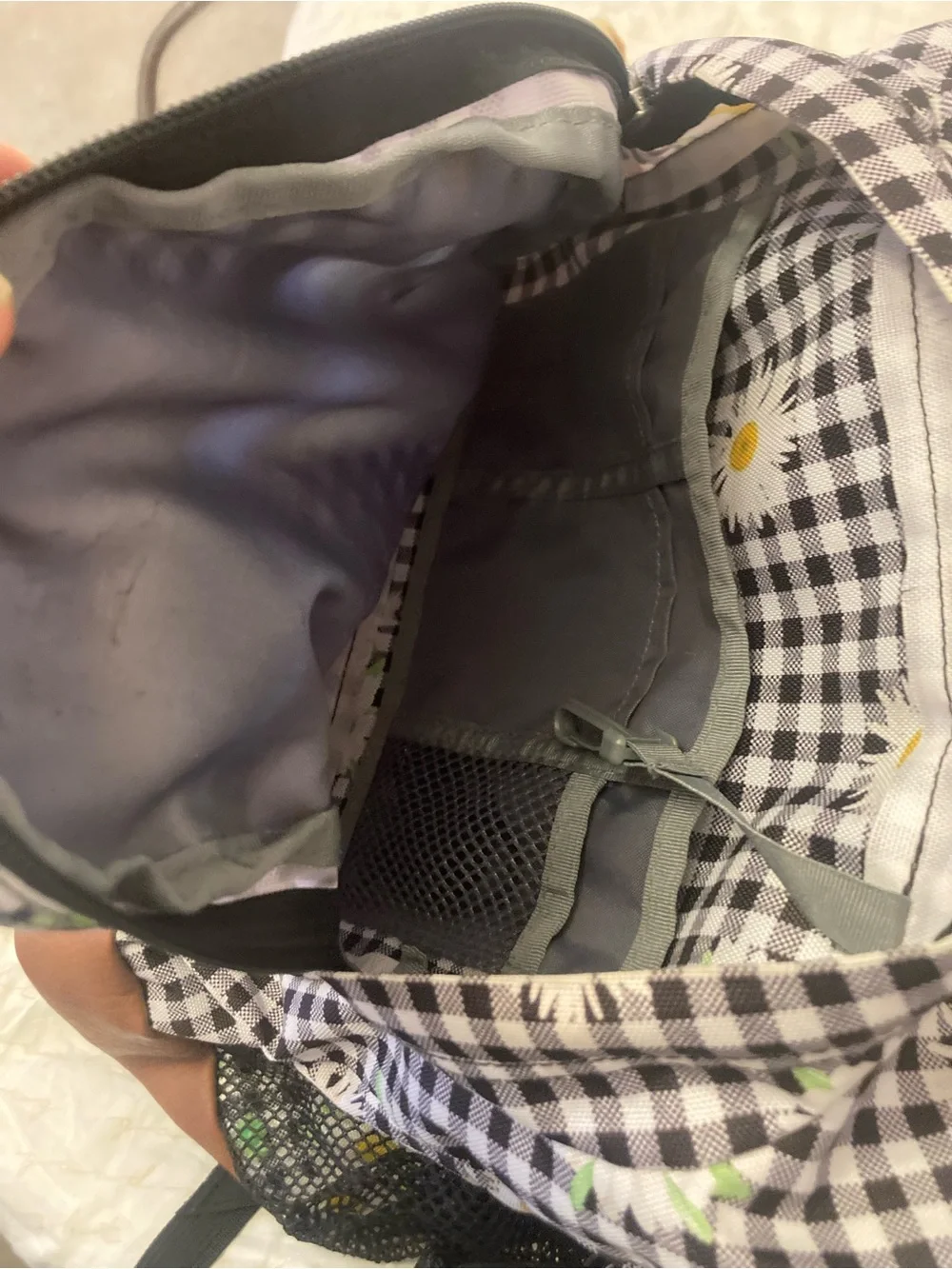 TRANS by JANSPORT Checkerboard With Daisies Charm Loaded Backpack